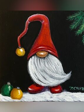 Hand Crafted Art Print “Holiday Gnome “
